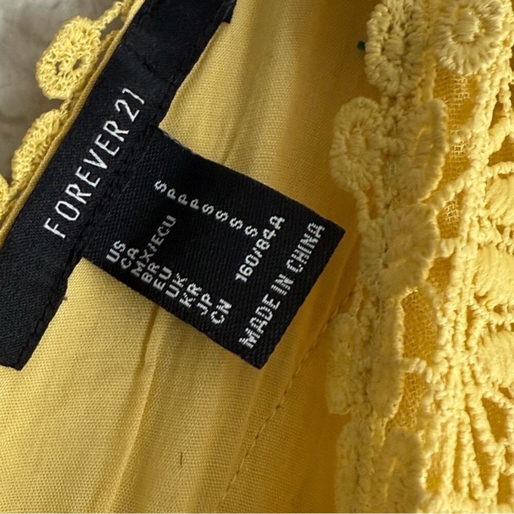 Forever21 Yellow Maxi Crochet Trim Dress Sz S - Picture 3 of 6